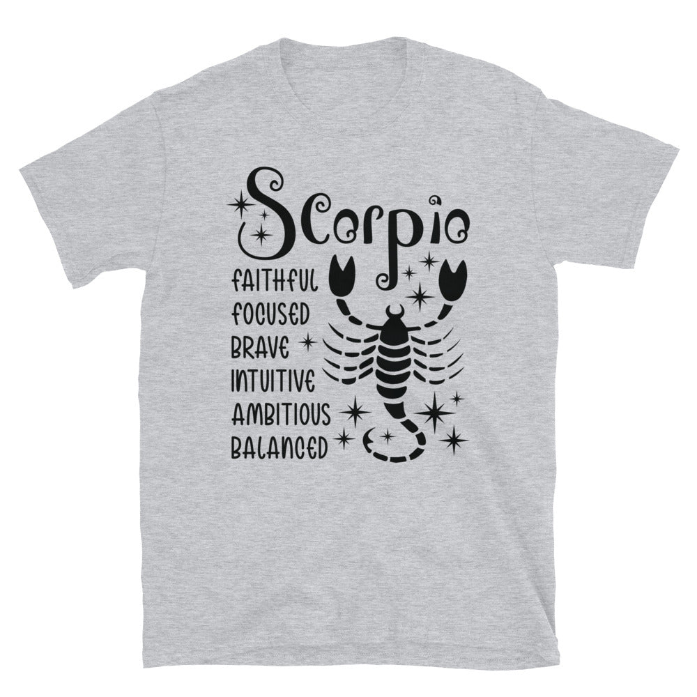 Scorpio Zodiac Positive Traits TShirt - Sport Grey Color - https://ascensionemporium.net